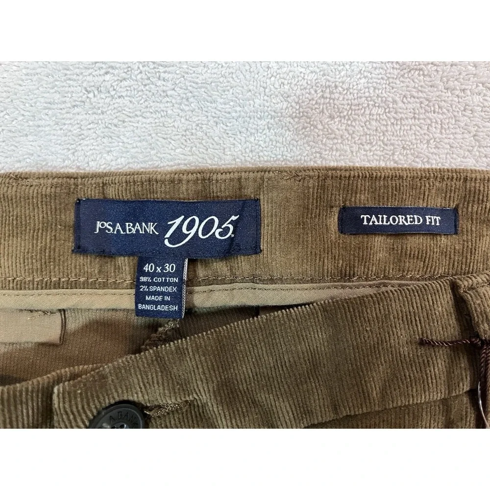 Jos A Bank 1905 Mens Tailored Fit Camel Corduroy Pants 40x30‎ Flat Front NWT